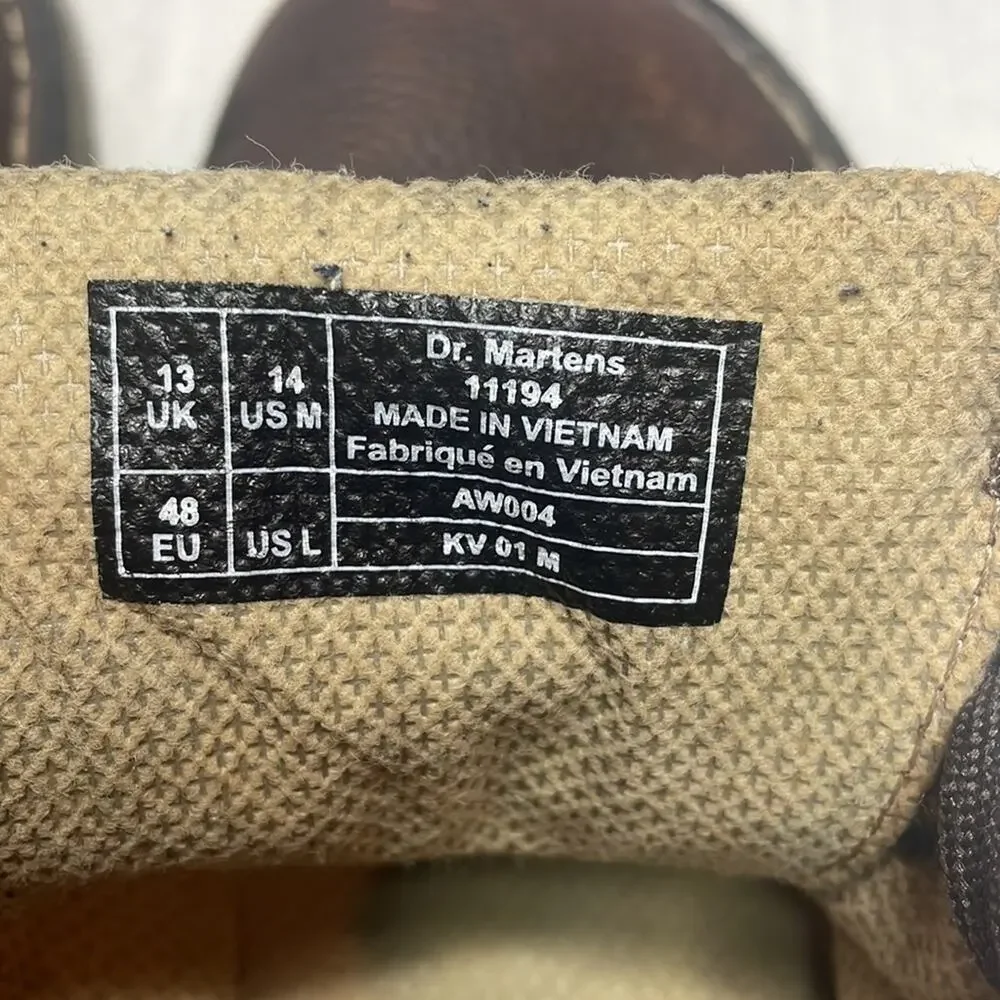 Dr. Martens Brown Leather Lace up Oxford Lug Sole Size 14